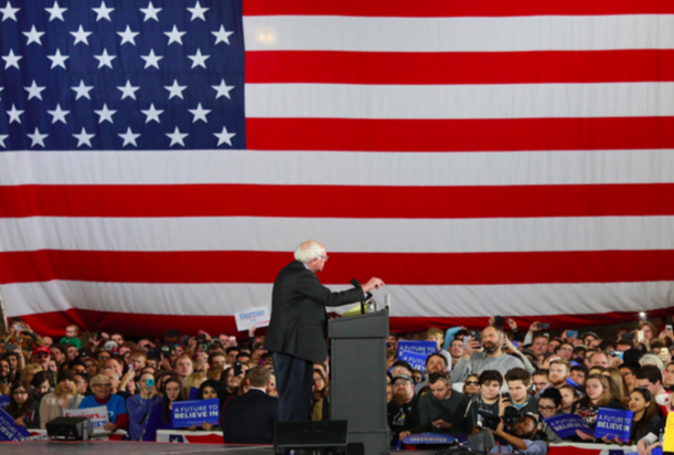 A young crowd –– Sanders speaks at a recent rally to an audience of primarily millennials. Sanders has a clear lead over his competitor Hillary Clinton in this demographic.