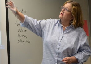 Book talk-- English teacher Debra Jeffers discusses the themes and motifs in Mary Shelley’s Frankenstein. Jeffers will be moving to Florida following her departure.