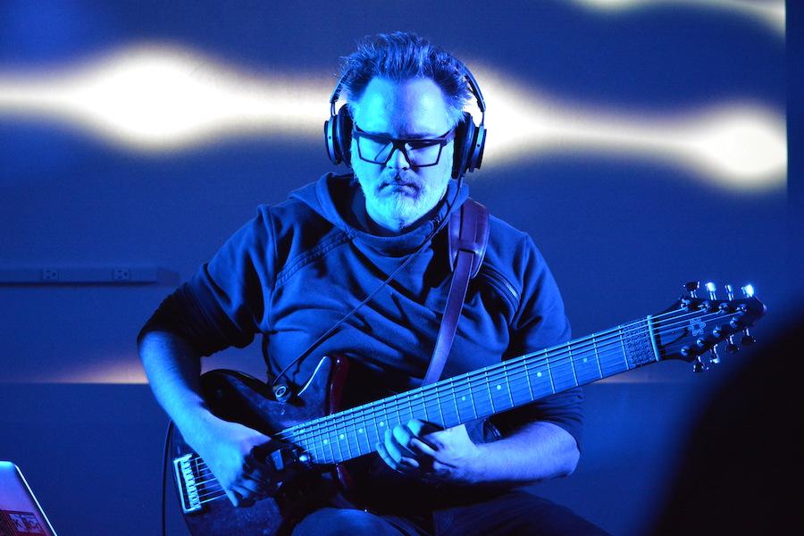 Ready to rock-- centrozoon member Markus Reuter plays a ten-string touch guitar of his own design at the centrozoon concert that took place in room 807 on November 17. centrozoon is comprised of Reuter, Bernhard Wöstheinrich and Tobias Reber, improvisational musicians who visited the high school as part of their 20th Anniversary Tour.