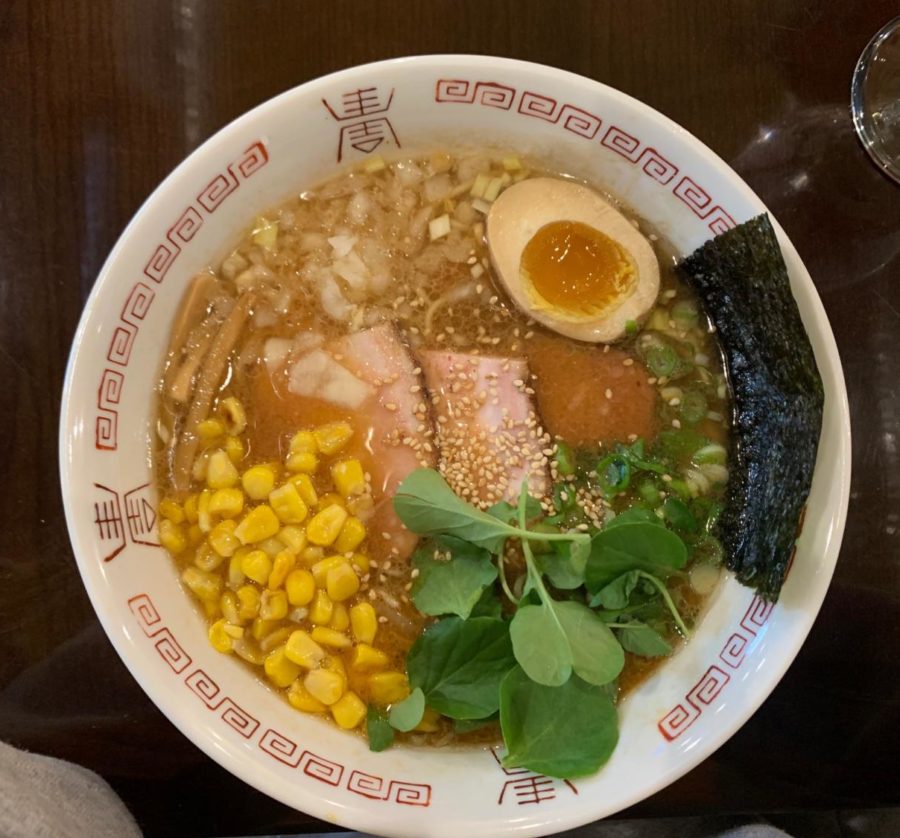 Never enough noodles-- The Miso Ramen is one of man authentic ramen soup offered at Kaliubon Ramen
in Wethersfield, Connecticut. The Miso
Ramen includes seasoned egg, scallions, red onion, chashu, menma, corn, bean sprouts, roasted garlic, and sesame seeds.