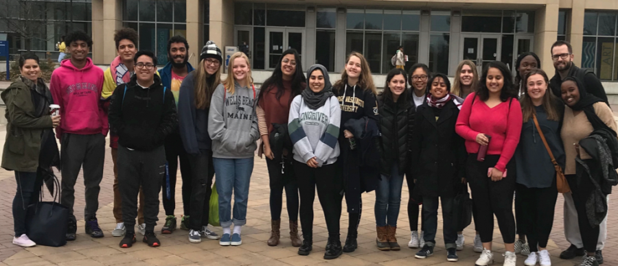 Learning to make a difference-- Students from the high school pose for a picture on a recent field trip to Southern Connecticut State University. The students had
the opportinity to explore topics related to social justice in preparation for the upcoming Social Justice Week at the high school. 