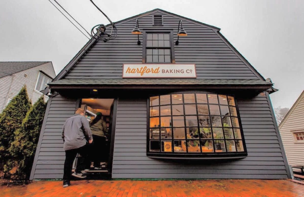 Come on in! -- The entrance of Hartford Baking Company located on 767 Farmington Avenue. The bakery may be small, but their commitment to quality ingredients is large. 
