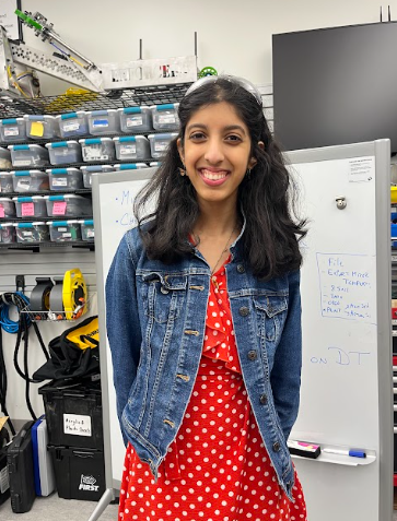 Gears and Grins! - (Pictured) Robotics senior captain Vinisha Sisodia. Sisodia has been a member of the robotics team for the past four years and is excited to lead the team to victory this season.

